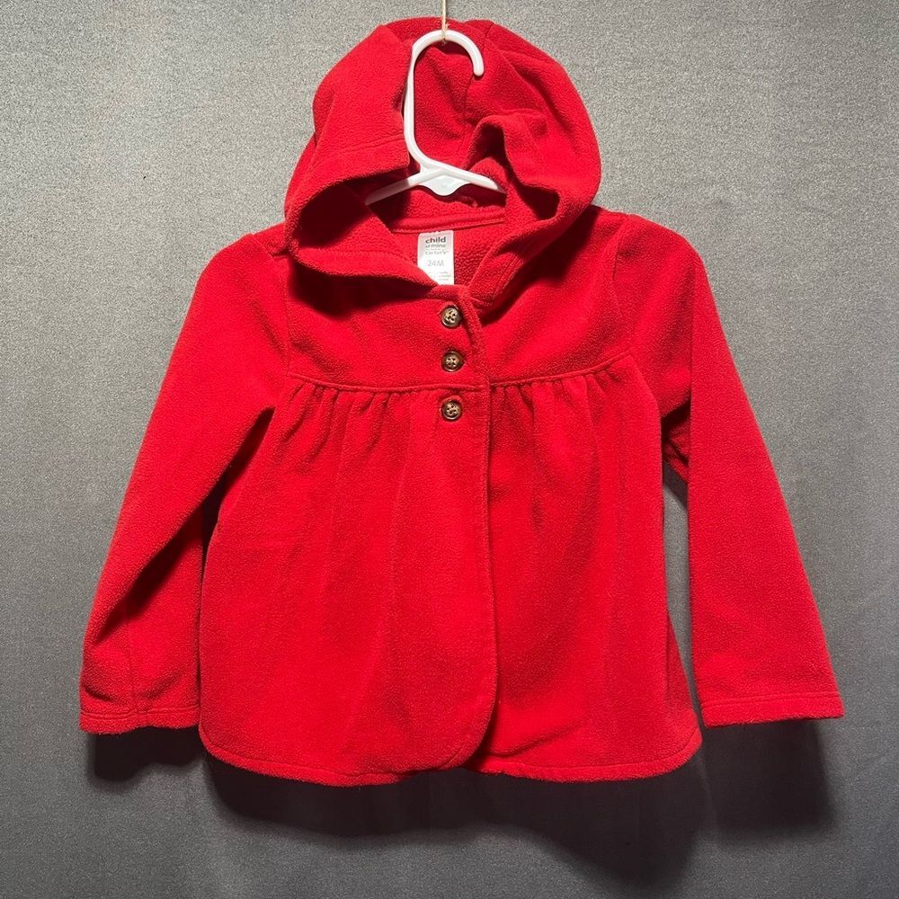 Carter's Red Hooded Fleece Jacket - 24 Months